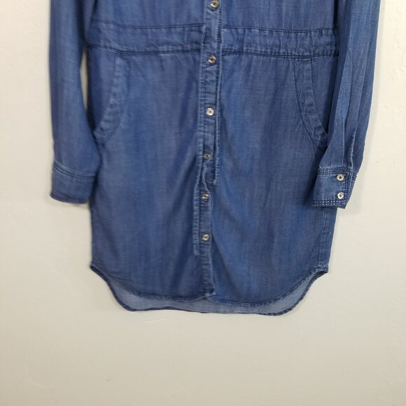 Tommy Hilfiger Long Sleeve Button Up Dress with Pockets Blue - Picture 3 of 9